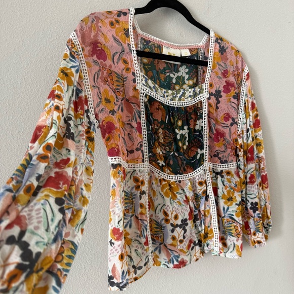 Anthropologie Maeve Nikki Peasant Blouse Floral Bohemian XS - Picture 5 of 11